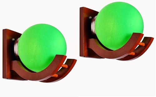Image of Traditional Indoor Wall Light Wall Lamp Wood Light for Home Decoration,Living Room,Indoor Outdoor (Brown) Globe Shape Wooden 5 to 80 Watts E27 Holder(Bulb not Included) Pack of 2