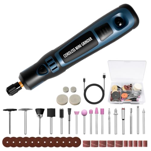 Stylo Graveur Électrique avec 50 Embouts, Portable Sans Fil USB Rechargeable Kit d'outils de Gravure Rotatif, Outils Rotatifs Multifonction pour Sculpture, Polissage, Ponçage, Perçage et Bricolage