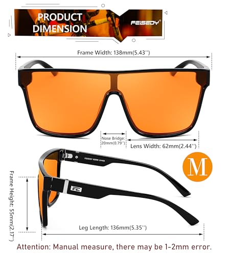 Image of FEISEDY Sunglasses for Women Men, Fashion Mirrored Single Lens Shades