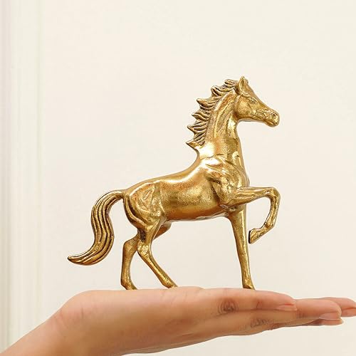 Image of BEHOMA Aluminium Horse Figurine Showpiece Pack of 5 with Gift Box | Premium Gold Decorative Horse Statue for Living Room, Office Desk, Shelf & Tabletop | Modern Home Decor Accent