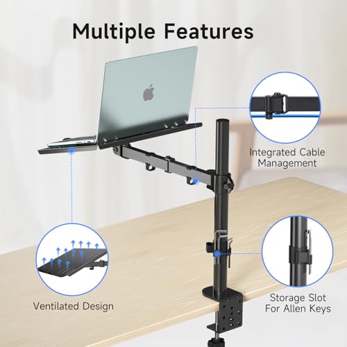 suptek Monitor Arm mit Laptop Halterung Volleinstellbar für 13'-27' Bildschirme Volleinstellbar (40cm Stange) MD6421TP004