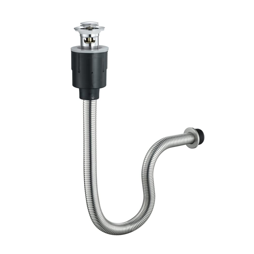WRIST Desagüe Lavabo,Tapón De Desagüe Emergente para Lavabo De Baño con Manguera, Filtro De Desagüe De Latón, Conjunto De Desagüe para Fregadero con Rebosadero, Cromado