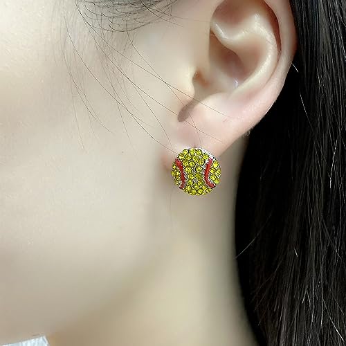 CZ Sport Ball Stud Earrings for Women Girls Silver Plated Cubic Zirconia Crystal Soccer Volleyball Softball Basketball Baseball American Football Ball Earring Game Match Team Player Fan Gifts Souvenirs3