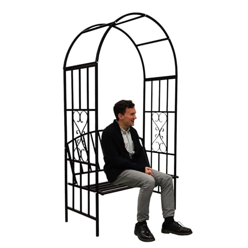 Gartenbogen aus Metall mit Doppelsitzbank für den Außenbereich...