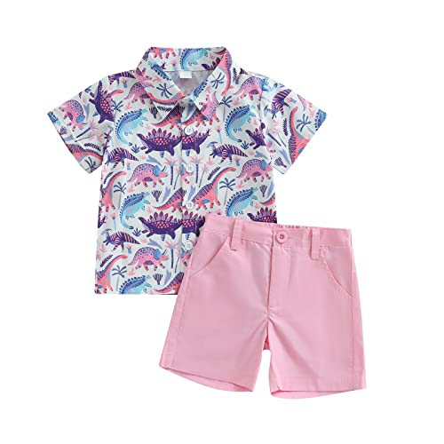 Ledy Champswiin Toddler Boy Summer Outfits Button Down Short Sleeve Floral Shirts & Casual Shorts 1-6 Years Boys Clothes Set
