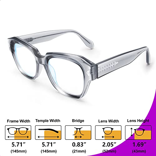 Image of VISOONE Acetate Blue Light Blocking Glasses Square with Anti Computer Glare for Gaming Women and Men GROUSE