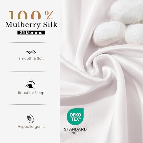 Image of THXSILK 100% Silk Pillowcase for Hair and Skin, Both Sides Grade 6A+ 25 Momme Mulberry Silk Pillow Case with Hidden Zipper, Gift Box, Soft & Smooth White Pillowcase(1pc, Queen Size 20 inchx30 inch)
