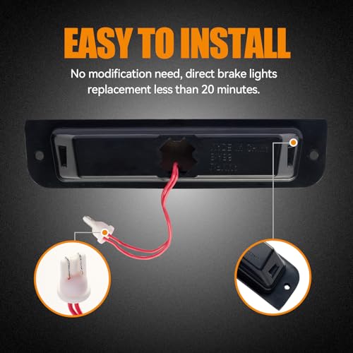 Image of Third 3rd Brake Light LED for 1997-2006 Jeep Wrangler, High Mount Rear Brake Lights Assembly for 97-06 Wrangler TJ, Waterproof Center Cab Lamp Stop Light