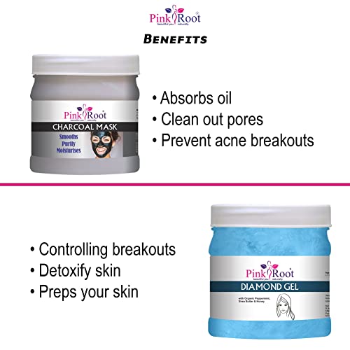 Image of Pink Root Charcoal Mask 500gm with Diamond Gel 500gm