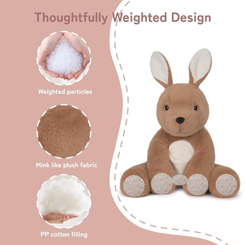 Image of Niuniu Daddy Weighted Stuffed Animals, 14 in 3.5 lb Kangaroo Plush Pillow | Heavy sensory lap pad, lying body pillow for sleeping, machine wash, huggable gift for kids and adults