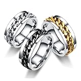 Toyvian - Anillo para hombre, acero inoxidable, giratorio, diseño simple, elegante, con caja de regalo