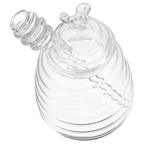 NAMOARLY 1Set Honey Pot Jar Set with Dipper and Lid Glass Honey Container for Breakfast and Tea Honey Dispenser for Home Kitchen Use