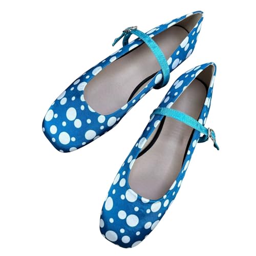 ChaiRong Zhou Women Mary Jane Shoes Comfortable Square Toe Suede Flats Buckle Strap Casual Ballet Office Shoes