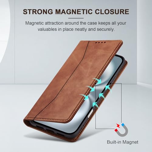 Image of Jasonyu Flip Wallet Case for iPhone 16,Brown