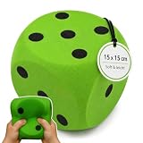 alldoro 63107 XXL Schaumstoff-Würfel Grün, 15 x 15 cm, großer Soft-Spielwürfel, weich & leise, Spielen & Lernen, Indoor & Outdoor