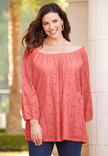 Catherines Women's Plus Size Stretch Lace Peasant Blouse4