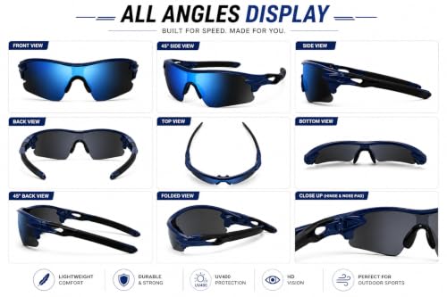 Image of Zynic Mens Stylish Sports Polarized Sunglasses with Case| UV400 Protection Classic Wrap Around Googles |Sports Shades for Driving,Cyclining Outdoor & Travel