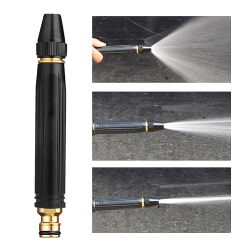 Image of High Pressure Water Spray Gun for Car & Bike Wash - Adjustable Brass Jet Nozzle for 1 /2 inch Hose Pipe | Garden, Window, and Outdoor Cleaning Tool (Black, 18 x 2.7 cm)