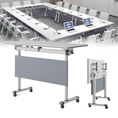 ZLALISA Tavolo da conferenza Mobile con Ampia scrivania Pieghevole Moderna per riunioni in Ufficio