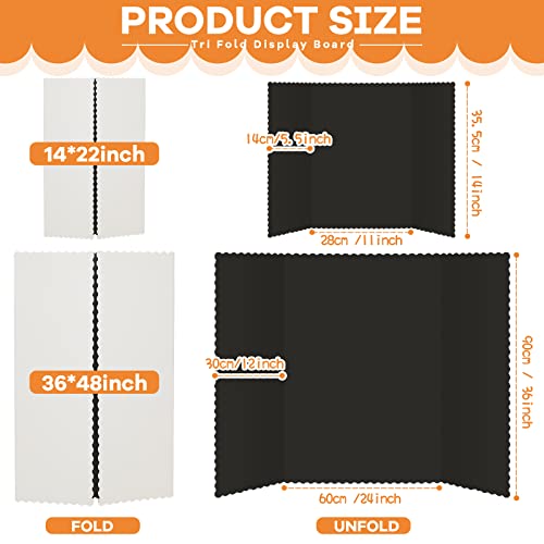 Image of Henoyso 8 Pcs 14 x 22 Inch Black Tri Fold Poster Board Bulk for Display | Science Fair Project, Classroom Display Paperboard, Single Wall Build, Lightweight Presentation Board, 3 Panels