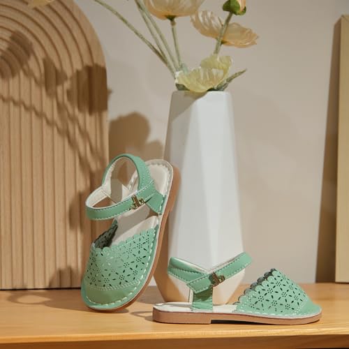 Image of THEE BRON Toddler Floral Cutout Closed Toe Sandals for Girls Breathable Summer Shoes
