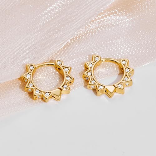 Mini Gold Spike Huggies Earrings for Women Gold Plated Cubic Zirconia Geometric Huggie Hoop Earrings Fashion Punk Jewelry Gift4