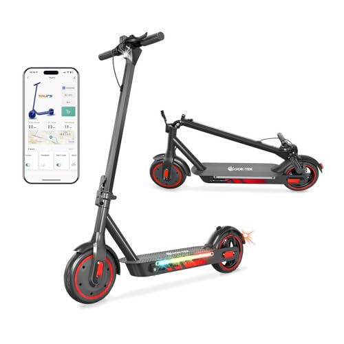 OOKTEK Patinete Electrico Adultos 10' Scooter Eléctrico Plegable, Motor de 500W, Batería 15Ah, Autonomía de hasta 45km, Carga máxima 120kg, Frenado Dual, 3 Modos De Elocidad, Rojo