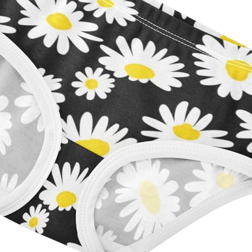 Toddler Underwear Floral 2t Cotton Cute Panties Girl Bright Briefs Underpants White Daisies Black4