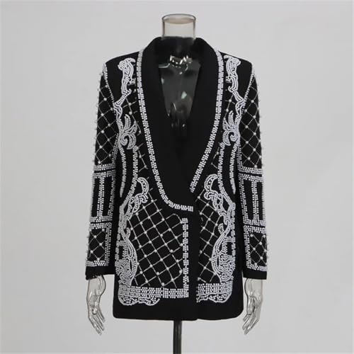 Women's Black Beaded Blazers Fashions Jacket Elegant Embellished Design Suit Jackets3