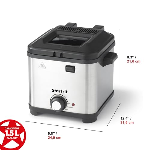 Starfrit 1.5L Compact Electric Deep Fryer - Variable Temperature - Quick-Release Magnetic Cord - Large Viewing Window - 800W by Starfrit - Image 2