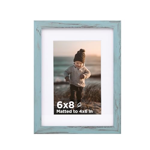 KINLINK 6x8 Picture Frame Turmaline Blue Set of 1, Wooden