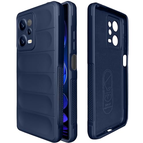 Image of A rtistque Back Cover Case for Mi Redmi Note 12 Pro 5G | with Inner Fabric | Stylish AirBag Case | Liquid Stripe Silicone | Camera Protection | Anti Slip Grip | Redmi Note 12 Pro 5G Back Cover - Blue