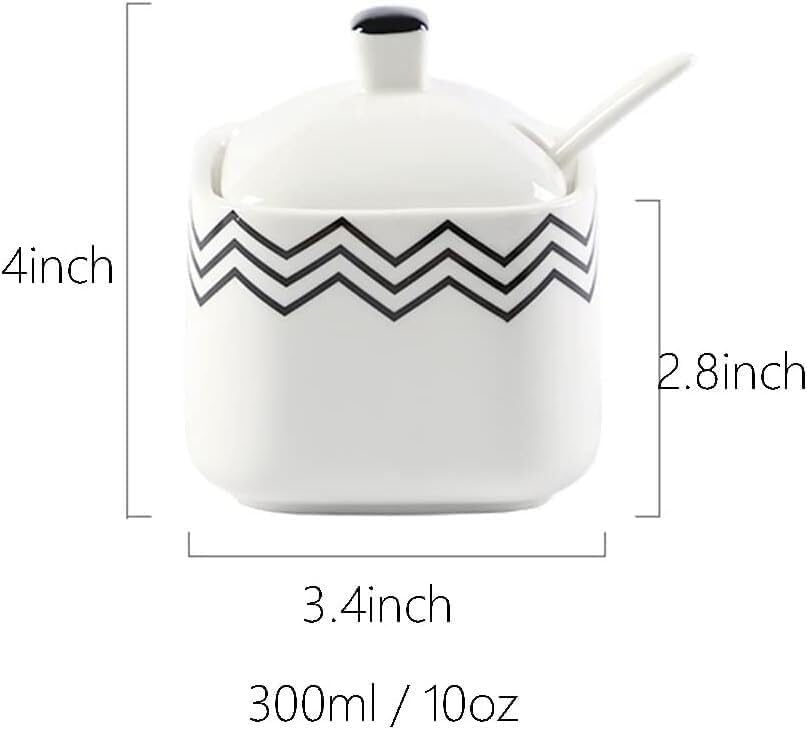 Sucrier, Pot d'assaisonnement en céramique, sucrier, stockage des aliments au sel avec couvercle et cuillère