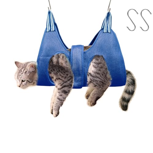 Image of Cat and Dog Grooming Hammock with Safety Belt for Nail Clipping、Grooming,Cat Bathing Bag for cat Nail Trimming,Pet Claw Care Bag, Dog Grooming Harness(XS,Be Sure to Check The Size Chart)