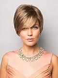 Eva Wig Color Creamy Blonde - Noriko Wigs 5' Short Pixie Cut Swept Fringe Bangs Tapered Nape Synthetic Average Cap Bundle MaxWigs Hairloss Booklet