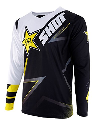 SHOT Maillot Contact Réplica Rockstar 3.0, Noir/Blanc/Jaune, Taille M