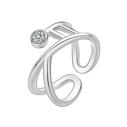 Bague géométrique en argent S925 ajustable double ligne pour femme