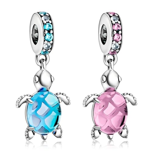 LQIOACU 2 Stück Bracelet Charms, Schildkröte Anhänger, Anhänger aus Schildkrötenperlen für Armbänder Halskette Schmuck Geschenke Armbänder für Damen und Mädchen