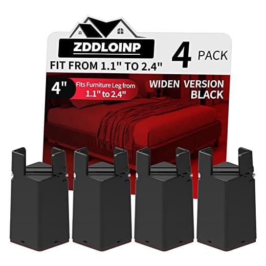 Furniture Risers with Removable Screw Clamp, Fits Feet Diameter of Chair Table Desk Couch from 1.1 to 2.4 Inch, Elevation in Height 4" Heavy Duty Risers, Not for Slanted Furniture Legs (4Pack, Black)