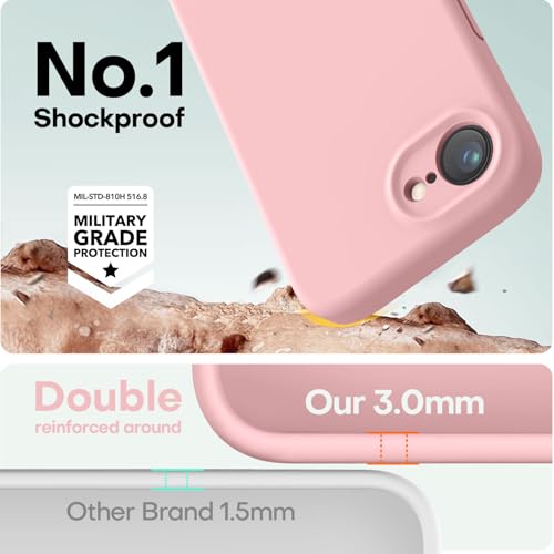 Image of LOVE 3000 Designed for iPhone 16e /17e Case, Premium Silicone with [Soft Anti-Scratch Microfiber Lining] Shockproof Protective Phone Case for Men Women Girls 6.1 inch, Pink Sand