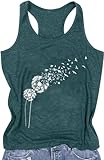 Dandelion Tank Top Women Summer Cute Graphic Tops Loose Fit Casual Sleeveless Shirts Tees(Green1,S)