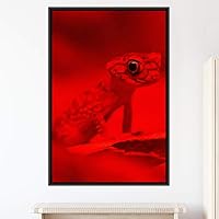 Framed Canvas Wall Art Reptile Contemporary Dramatic Hallway Iguana Multicolor Photography Reptiles - 16x24 inches