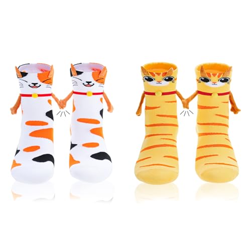 Zuimei 2 Pairs Funny Cat Magnetic Socks