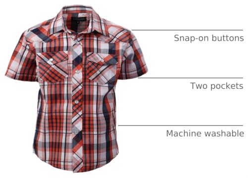 Image of Gioberti Boys Casual Western Plaid Pearl Snap-on Buttons Short Sleeve Shirt