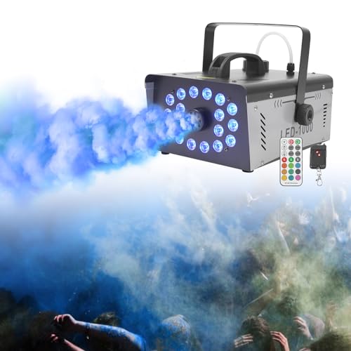 Máquina de humo con 18 luces LED y control remoto inalámbrico miniatura 7