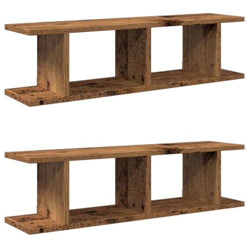 vidaXL Étagères murales 2 pcs Vieux Bois 75x18x20 cm Bois d'ingénierie, étagère Flottante, étagère de buanderie, étagère pour CD