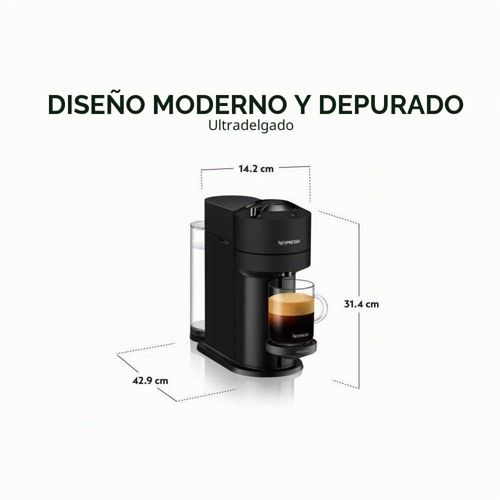 Krups Nespresso Cafetera, Cafetera de cápsulas, 5 tamaños de tazas, Café largo, Amplia selección de bebidas, Vertuo Next, Negro YY4606FD