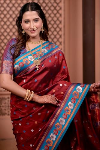 Image of SGF11 Women's Kanjivaram Pure Soft Silk Saree With Unstitched Blouse Piece