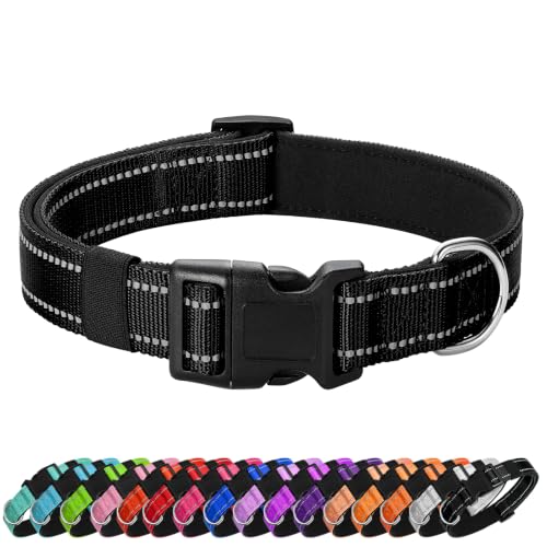 Image of Reflective Dog Collar, Adjustable Nylon for Medium Dogs,Black