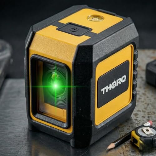Image of Green Laser Level 2 Cross Line (Horizontal + Vertical) 110 | Self-Leveling Cross Line Laser 30m / 100ft Range | with 5 Adjustable Modes and Magnetic Base for Indoor Construction
